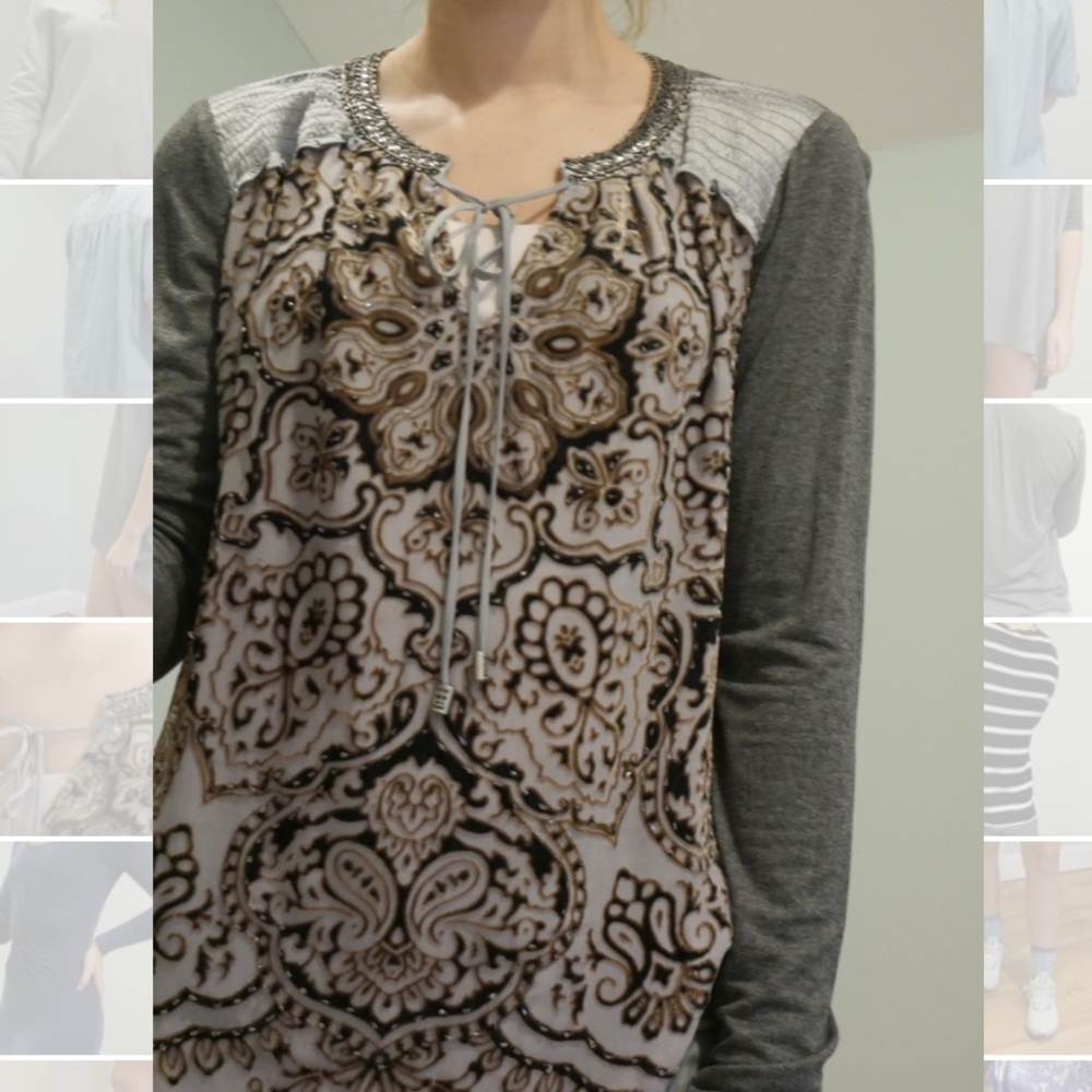 Anthropologie embroidered velvet tee